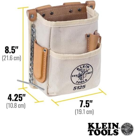 Tools 5125 Canvas and Leather 5-Pocket Tool Pouch with Chain Tape Thong - Picture 3 of 14
